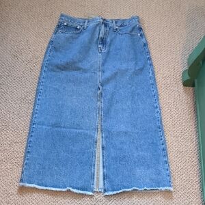J Crew Classic Western 5 Pocket Denim Maxi Skirt with Front Slit